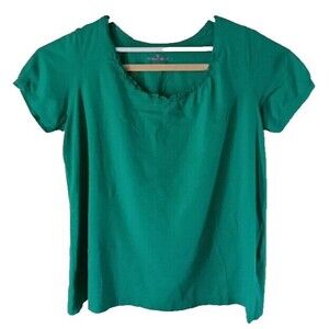 Woman Within Women's Shirt 1X Aqua Green Short Sleeve Round Neck Stretch Casual